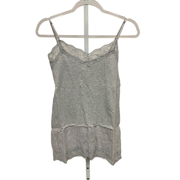 Bozzolo Women's Gray Lace Trim Stretchy Tunic Camisole Tank Top - Picture 5 of 6
